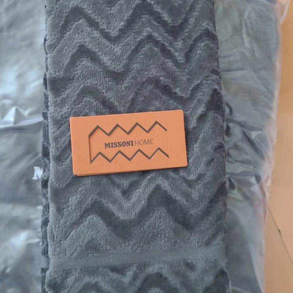 Missoni Home Rex 86 Bath & Hand Towel Set Grey NEW